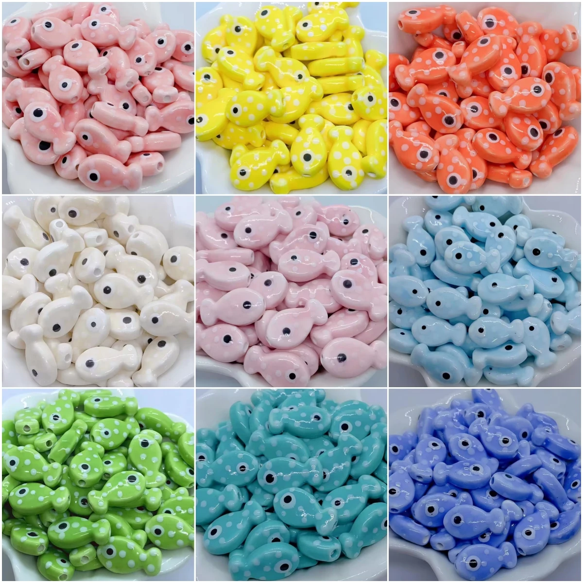 10pcs Pink Porcelain Ceramic Fish Loose Spacer Beads for DIY Necklaces Bracelets Earring Animal Y2K Jewelry Crafts Supplies