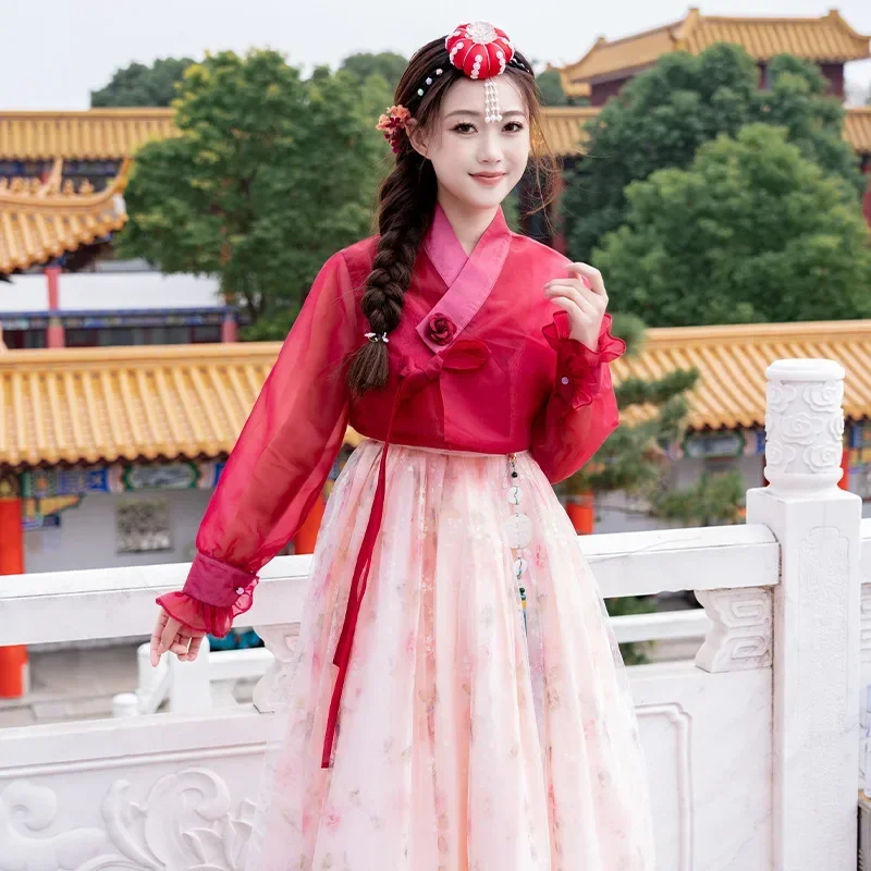 

Korean Hanbok Dress for Women Ancient Traditional Stage Dance Costume Minority Palace Performance Wedding Party Dance Suit