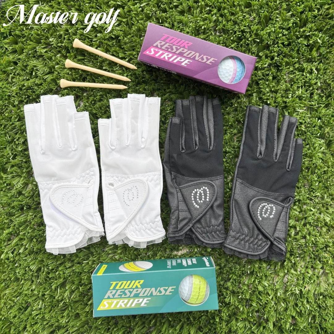 

MG Women's Protective Golf Gloves Exposed Finger Sunscreen UV Golf Gloves Breathable Comfortable Left and Right Palm Open Gloves