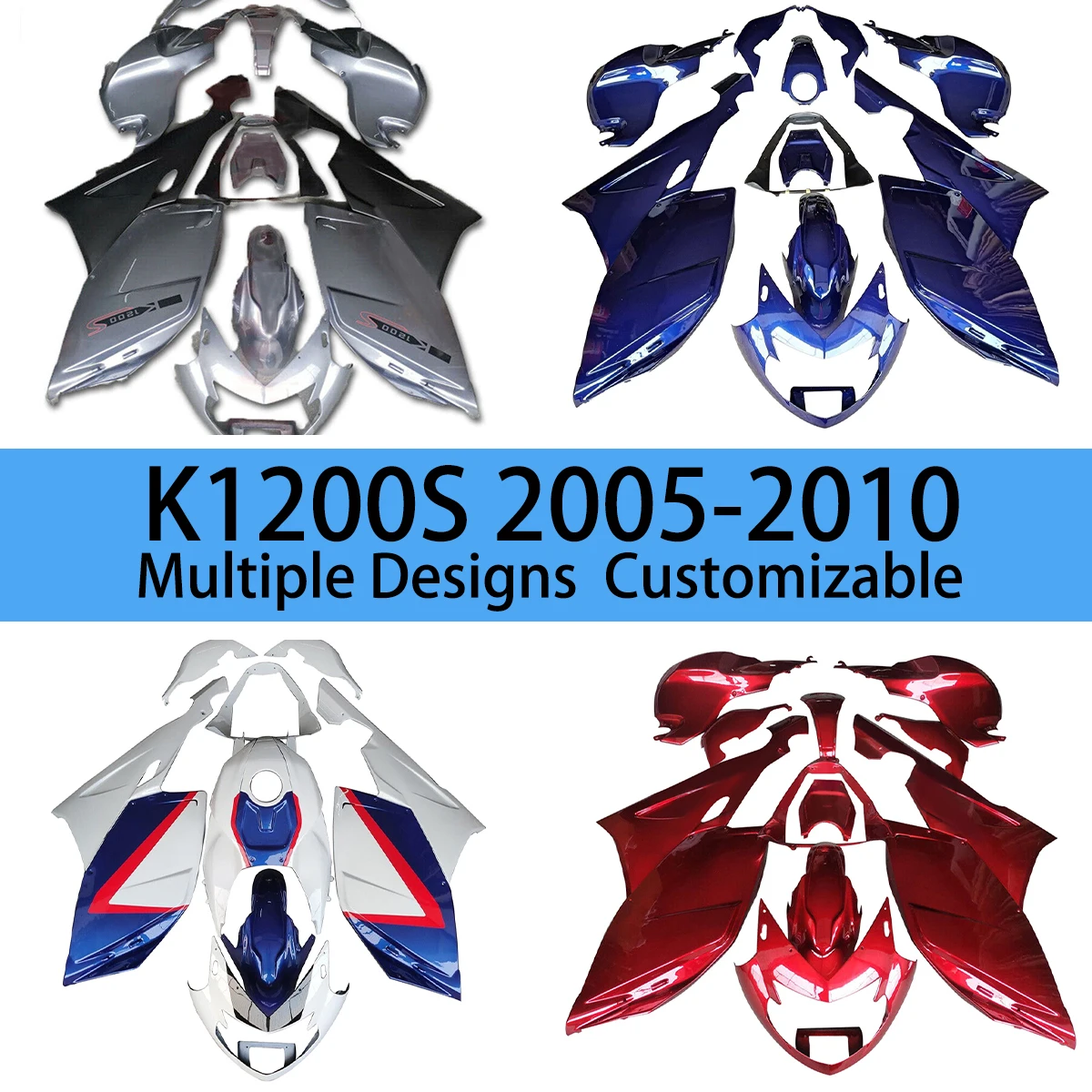 For BMW K1200S 2005 2006 2007 2008 2009 2010 Injection Fairing Set K 1200S 05 06 07 08 09 10 Motorcycle Aftermarket Fairings Kit