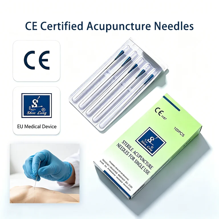 SHENLONG 100 PCS Acupuncture Needle Dry Needling Sharp Disposable Sterile Each Needle with Indivual Guide Tube Therapy with CE