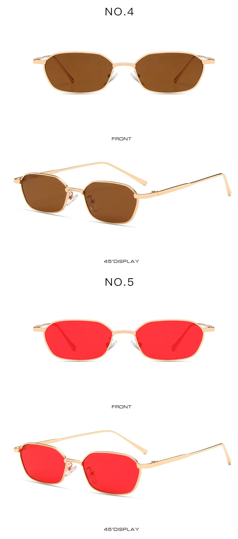 Neue Quadratische Sonnenbrille für Damen und Herren, Rechteckige Sonnenbrille mit Metallrahmen, Ovale Brillen für Männer und Frauen – Detail 13