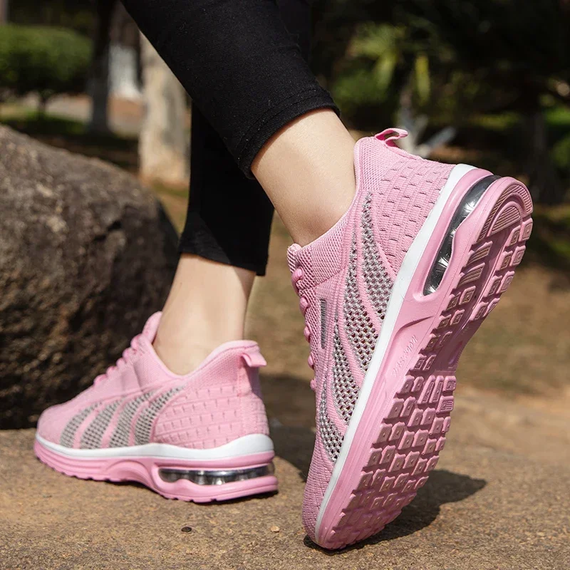 New Running Shoes Ladies Breathable Sneakers Summer Light Mesh Air Cushion Women\'s Sports Shoes Outdoor Lace Up Training Shoes