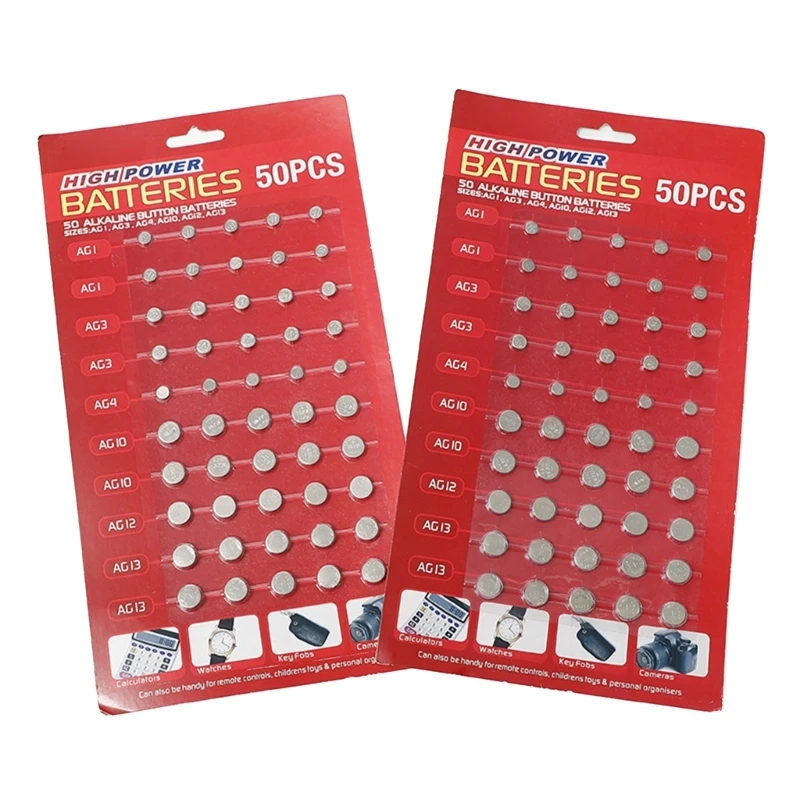 AG1/AG3/AG4/AG10/AG12/AG13 Button Cell Battery Set of 50pcs Watch Batteries