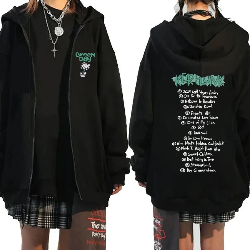 

2025 Rock Band Green Day Kerplunk Album Hot Sale Zipper Hoodie Men women vintage punk Coats Unisex Fleece streetwear pullovers