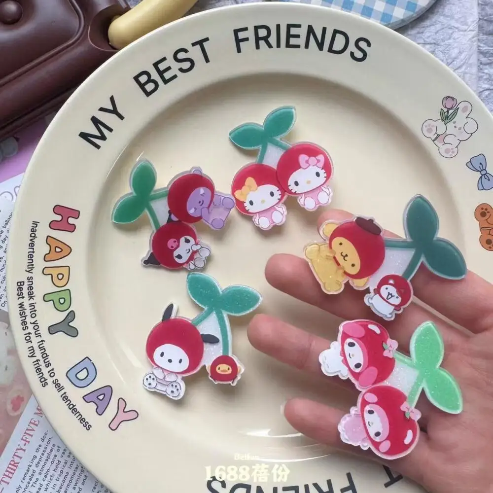 Spinka do włosów Sanrio, japońska kreskówka, wiśnia, Hello Kitty, Melody, Kuromi, urocza spinka typu krokodylek, słodka spinka do grzywki dla dziewczynek.