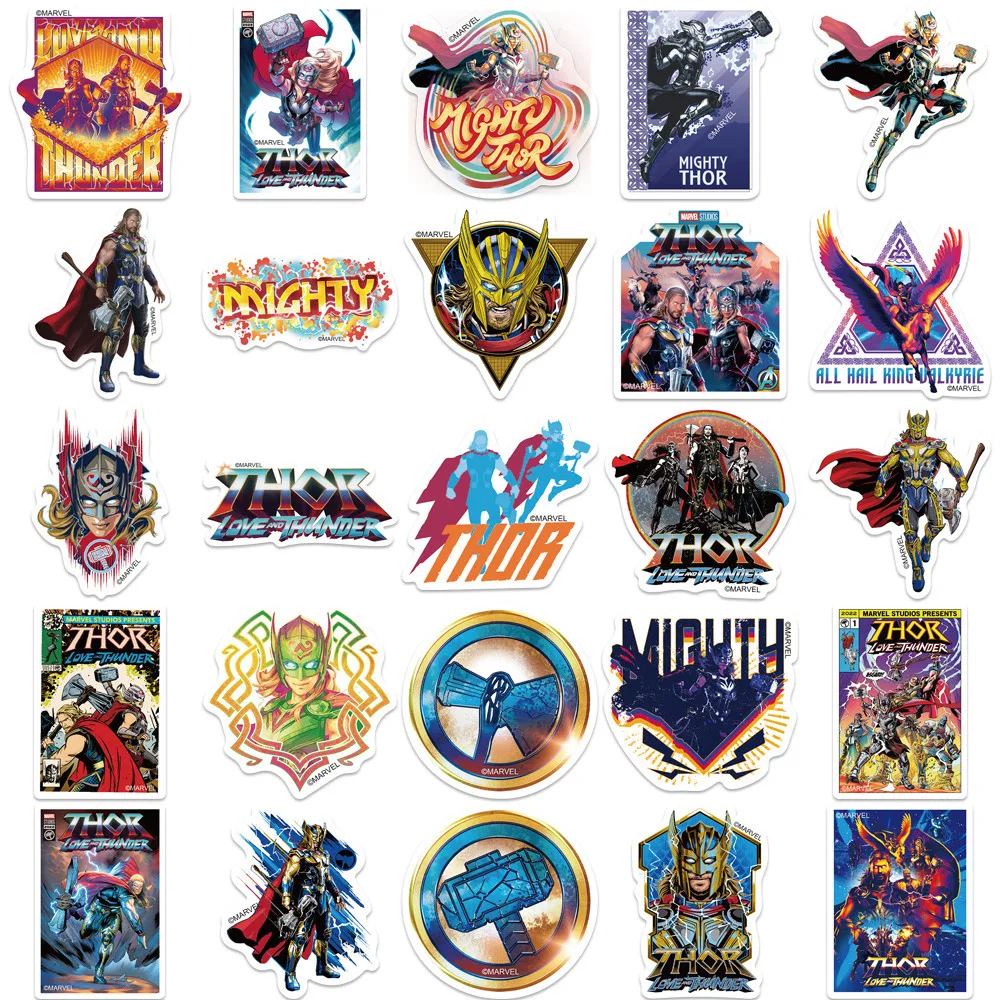 10/30/50pcs Cool Disney Marvel Avenger Thor Odinson Stickers Skateboard Motorcycle Laptop Car Cool Waterproof Sticker Kids Toys