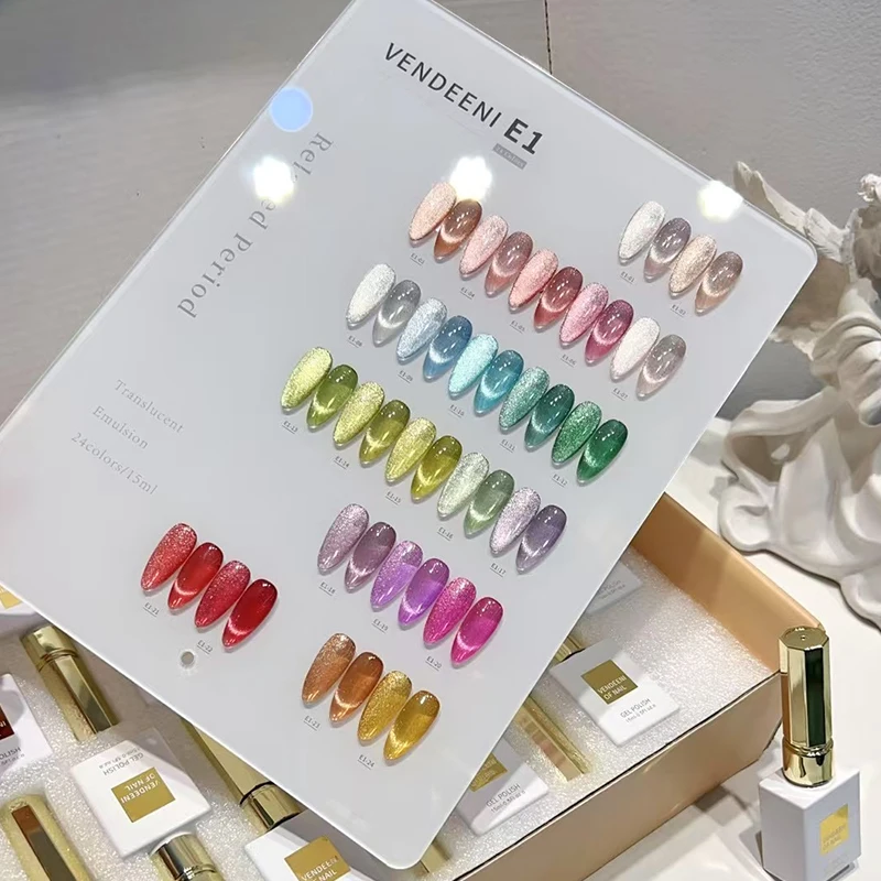 

VENDEENI 21 Colors Moonlight Cat Eye Nail Gel Set Nail Salon 2025 New Hot Sale Fashion Nail Art Non-toxic UV Gel Wholesale