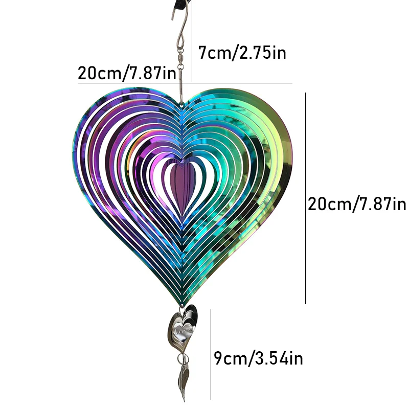 3D obrotowy wiatr kuranty prezent na walentynki wiatraczek do wystroju pokoju ślub ogród na zewnątrz estetyczna wisząca dekoracja
