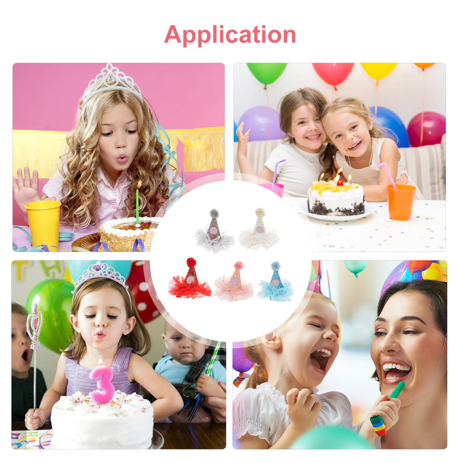 

5 шт., шляпа на день рождения, заколка для волос, креативный дизайн, легкая, удобная для детей, вечерние, уникальная заколка из сетчатой пряжи на день рождения