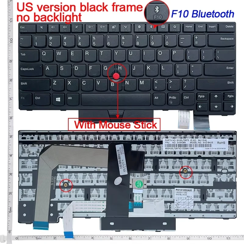 US Keyboard For ThinkPad A475 A485 T470 T480 PN 01HX339 01HX379 01HX299 01HX328 01HX368 01HX408 01AX364 01AX405 01AX446