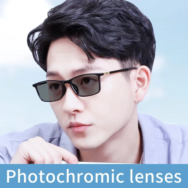 Photochromic Reading Glasses Tinted Presbyopia Eyeglasses Flexible Temples Anti-Feflective Hard Resin Lens,Sunglasses for Men