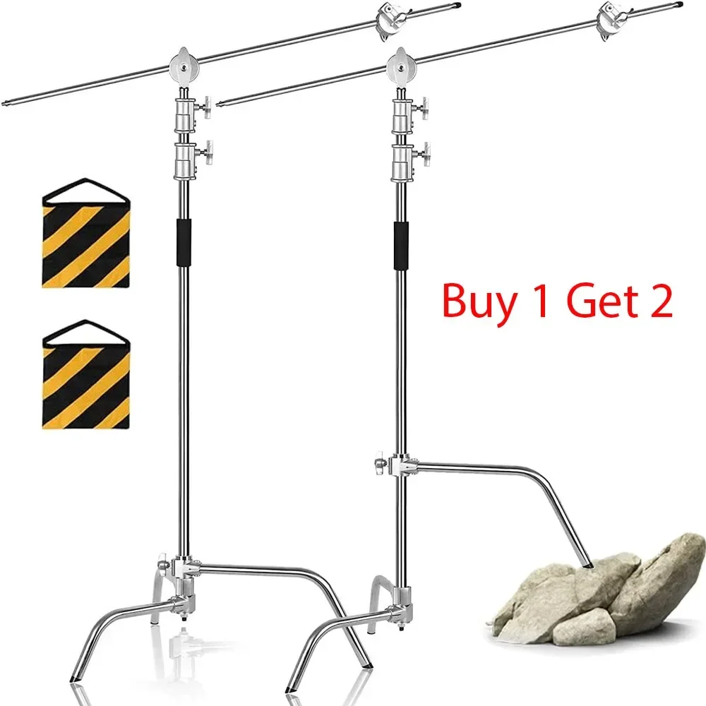 SH Schwerlast-C-Ständer mit Auslegearm 260cm Verstellbarer Edelstahl-Fotografie-Lichtständer für Studiobeleuchtung, Softboxen