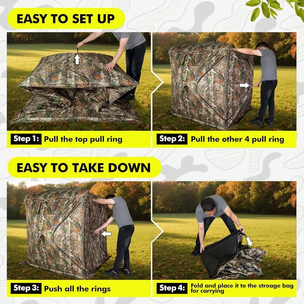 2-3인용 휴대용 270/360 °   투명 사냥용 은신처 (캐리백 포함)