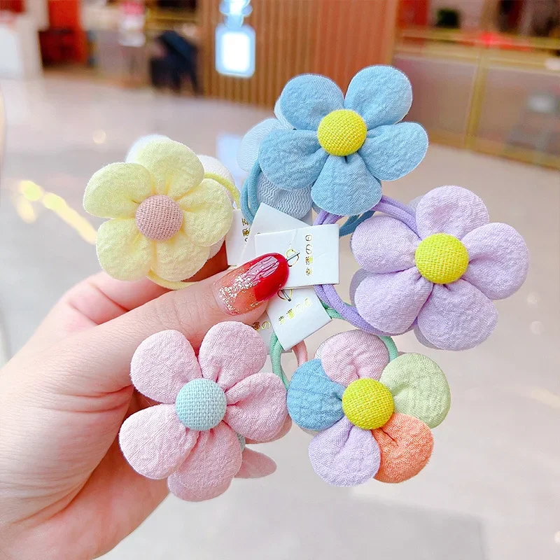 

2pcs Floral Elastic Hair Bands Children Girls Candy Color Rubber Bands Hair Ties Baby Multicolor Headdress Kids Hair Accessories