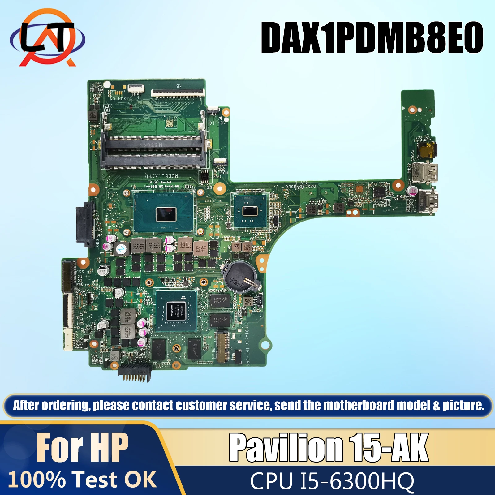 

DAX1PDMB8E0 832847-601 For HP Pavilion 15-AK Laptop Motherboard With I5-6300HQ CPU GTX950M DDR3 100% Tested