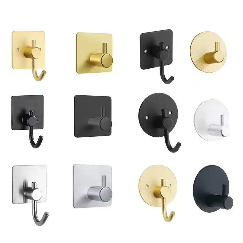 1PC Self Adhesive Home Kitchen Wall Door Hook Key Rack Kitchen Towel Hanger Aluminum Towel Coat Robe Hook Bathroom Accessories