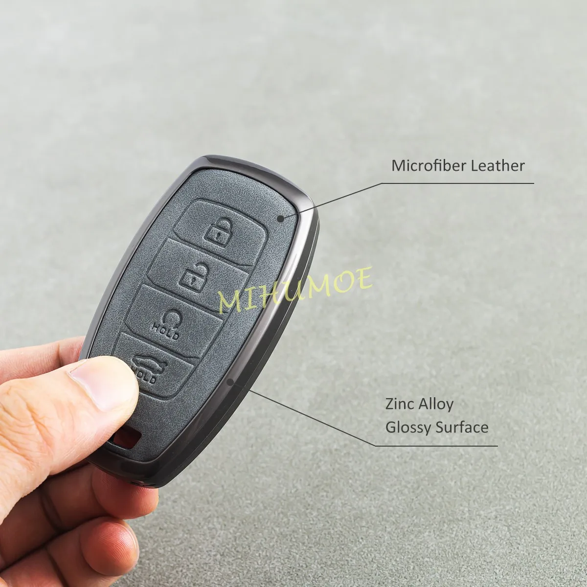 Metal Leather Smart Car Key Fob Case Cover Keychain Ring For Hyundai Elantra i30 Venue Palisade Accent Santa Fe Veloster Kona