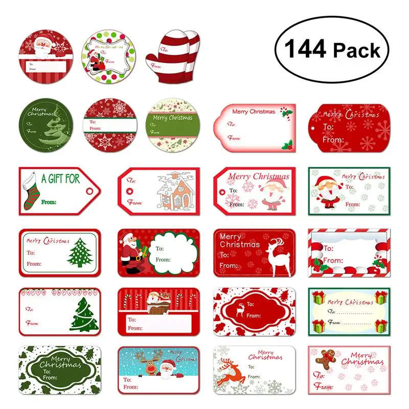 144 adesivi per etichette regalo autoadesive natalizie 24 disegni assortiti babbo natale pupazzi di neve albero di natale cervi etichette natalizie decalcomanie