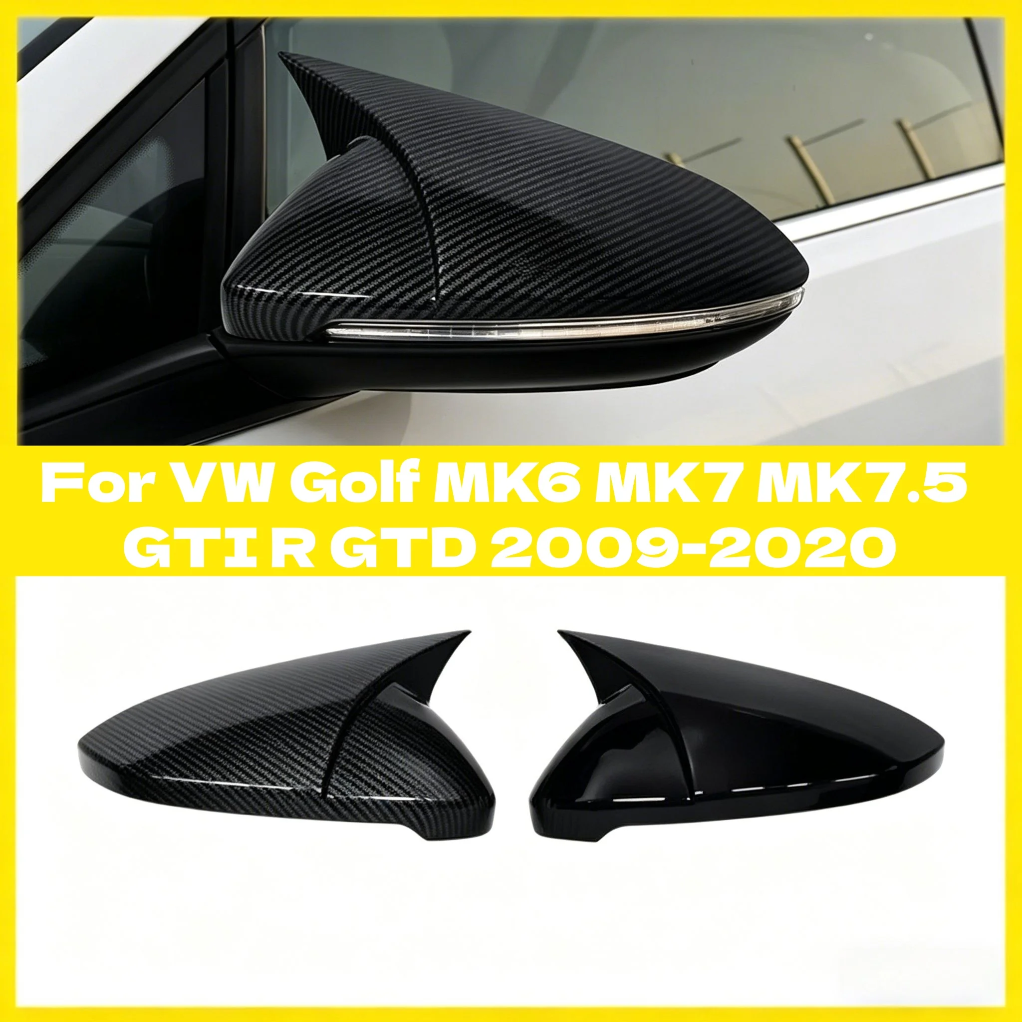 

Pair Side Rearview Mirror Cover Caps For VW Golf MK6 MK7 MK7.5 GTI R GTD 2009-2020 Mirror Case Add-On Exterior Car Styling