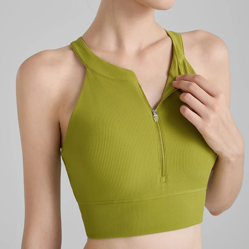 

Xlwsbcr Women's Sports Underwear Front Zipper Design Shockproof High Intensity Running Training Fitness Yoga Sports Vest Bra