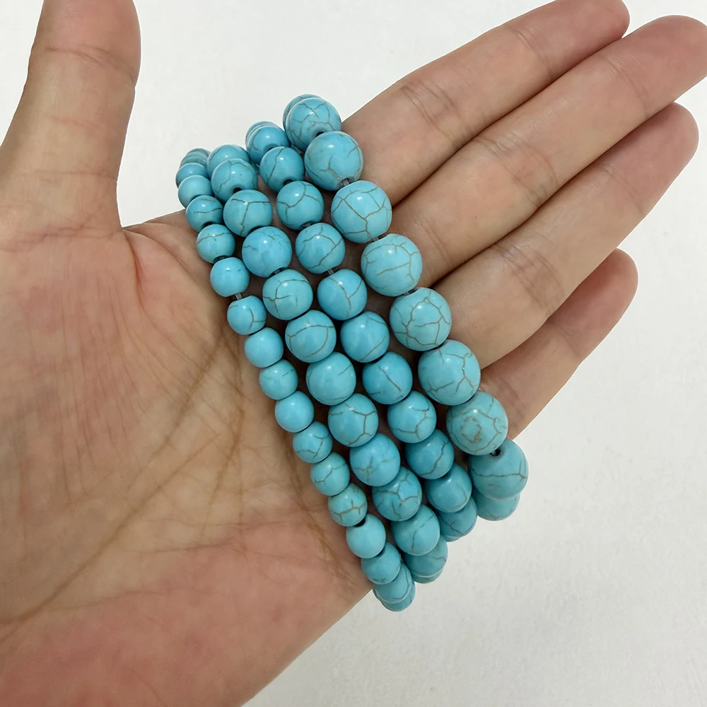 Smooth Natural Blue Turquoise Round Loose Beads 15