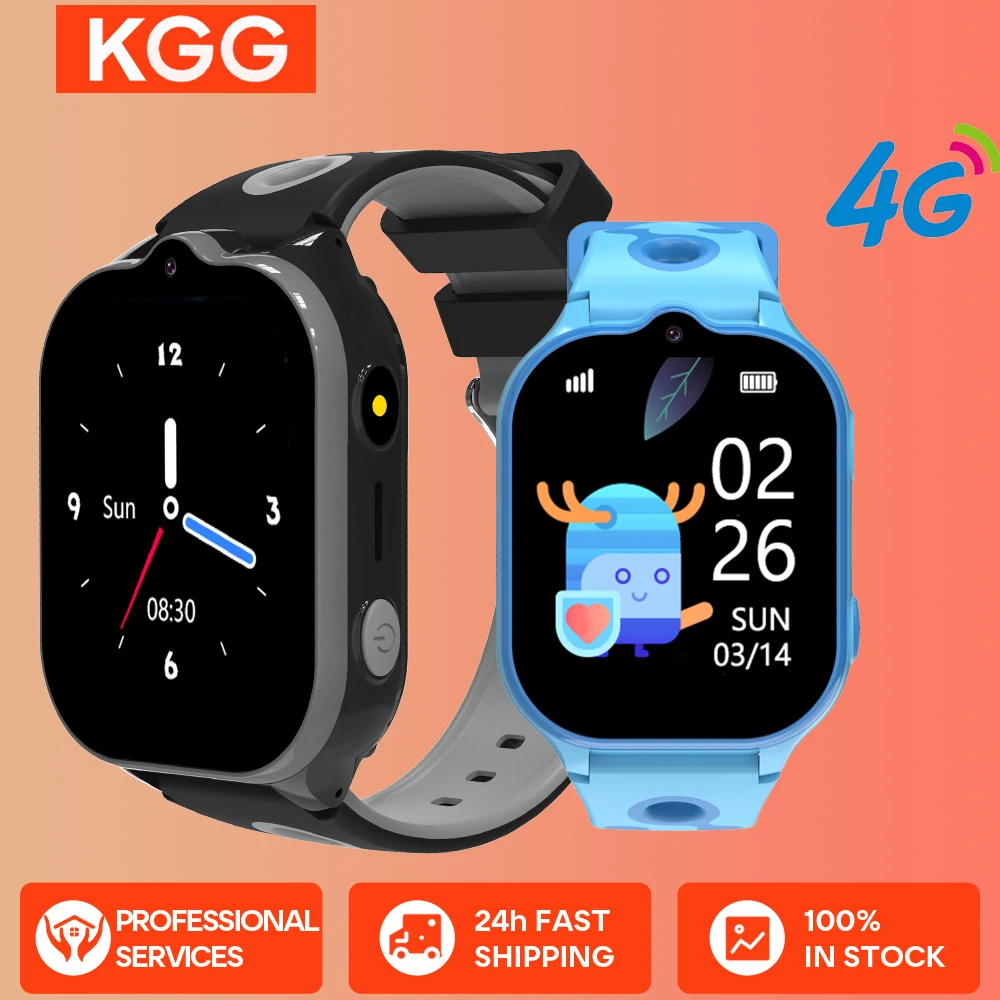 KGG 4G Children Wristwatch Video Call Kids Smart Watch GPS Tracker Call Back Monitor GPS Location Waterproof Watch for Boys Girl