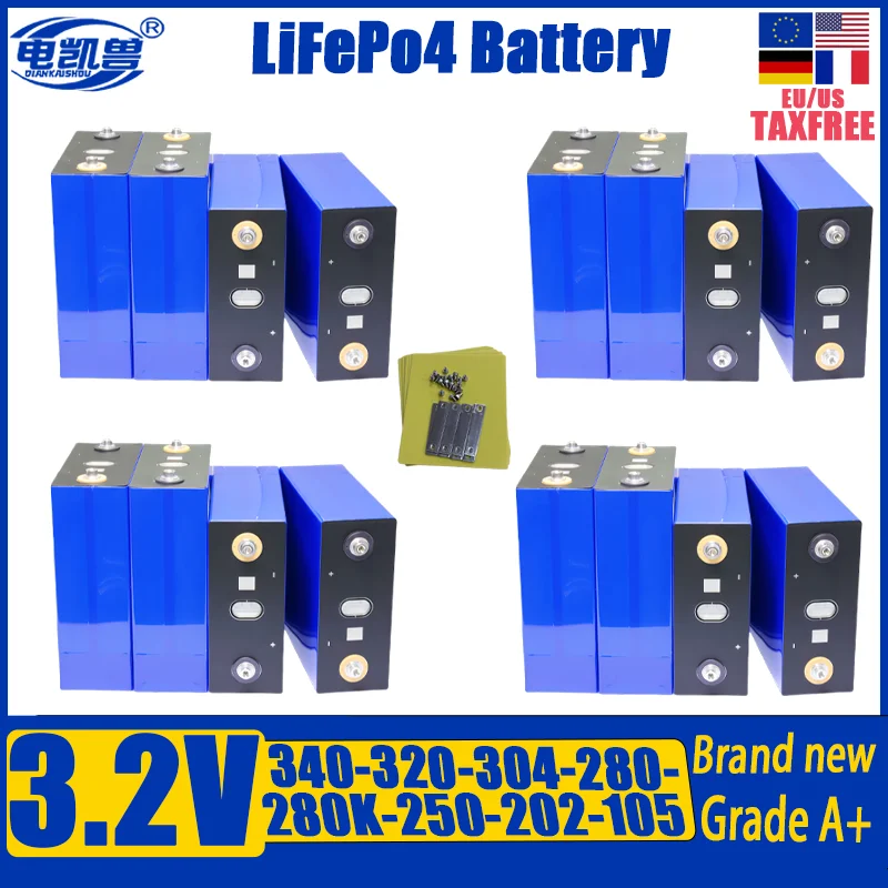 

16 шт. 3,2 В 320 Ач 280 Ач 340 Ач 105 Ач lifepo4 аккумулятор DIY 48 В электрическая лодка для хранения солнечной энергии бытовой аккумулятор США/ЕС беспошлинный