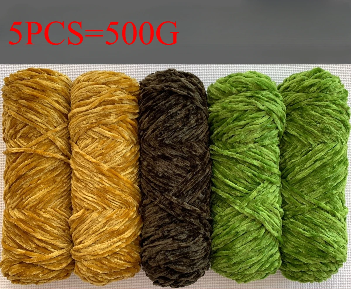 

500 г 5 шт. пряжа из синели средней толщины, ручная тканая нить, плетение крючком, шапки, обувь, шарфы, сумки, вязание, шерсть