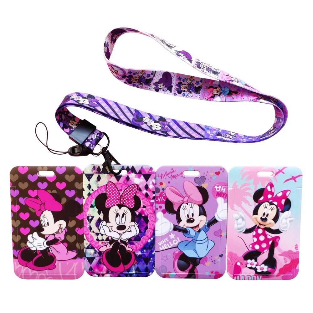 

Disney Minnie ID держатель для карт женская цепочка значок держатель для шеи ремешок для детской двери