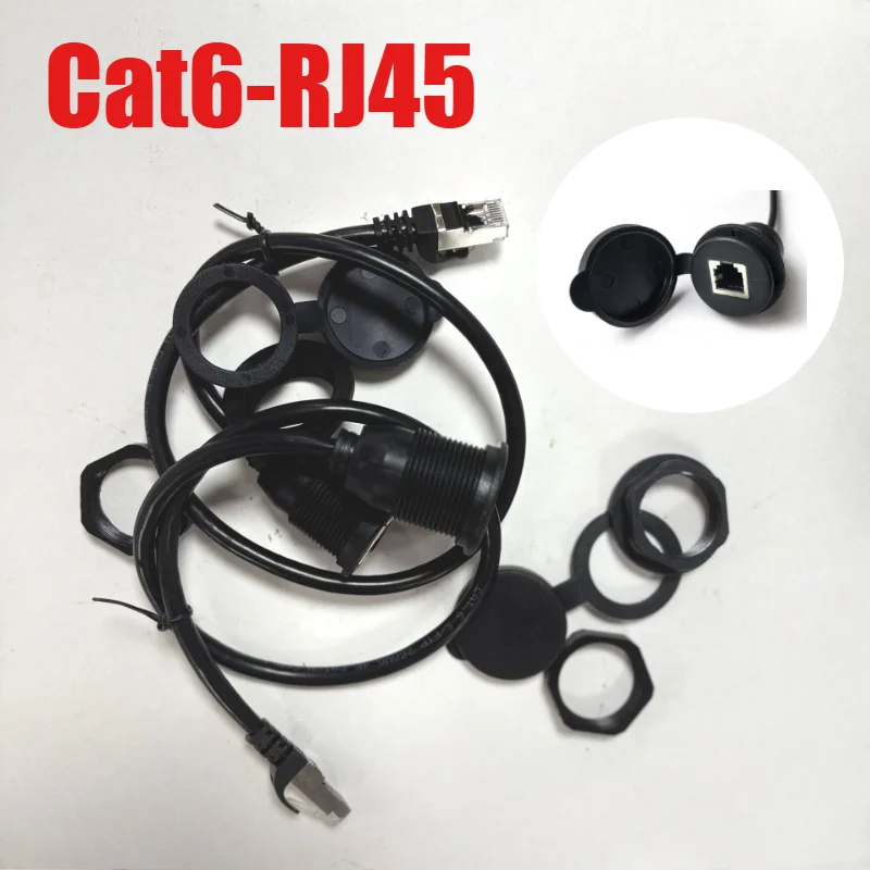 CAT6 RJ45 Socket Cable for Industrial Control Chassis CAT 6 Head Waterproof Panel RJ45 Network Male to Female Extension Cable
