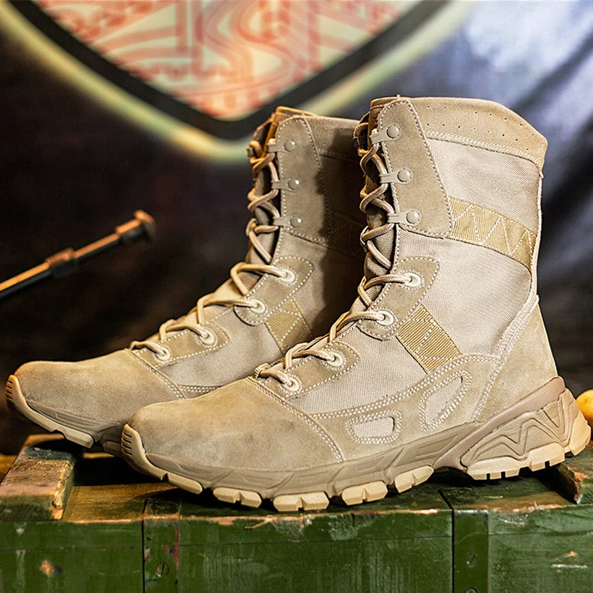 Nowe taktyczne buty wojskowe mężczyźni Outdoor Combat piesze wycieczki pustynne buty męskie antypoślizgowe armii pracy najlepsze trampki duży