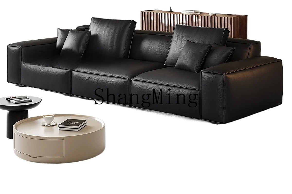 ZZJ minimalist tofu sofa thickened first layer cowhide simple modern living room small apartment comfortable leather sofa