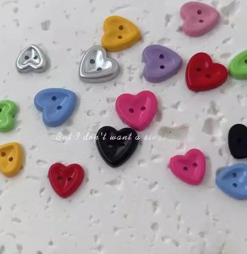 15mm Macaron Colored Heart-Shaped Plastic Buttons for Children\'s Shirts Sweaters Decor Buttons DIY Hand Sewn Button 10pcs/lot