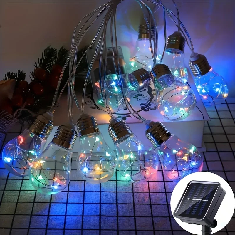 

Солнечные фонари из медной проволоки с прозрачными шарами — уличные гирлянды на солнечных батареях для сада и рождественского декора (разноцветные)