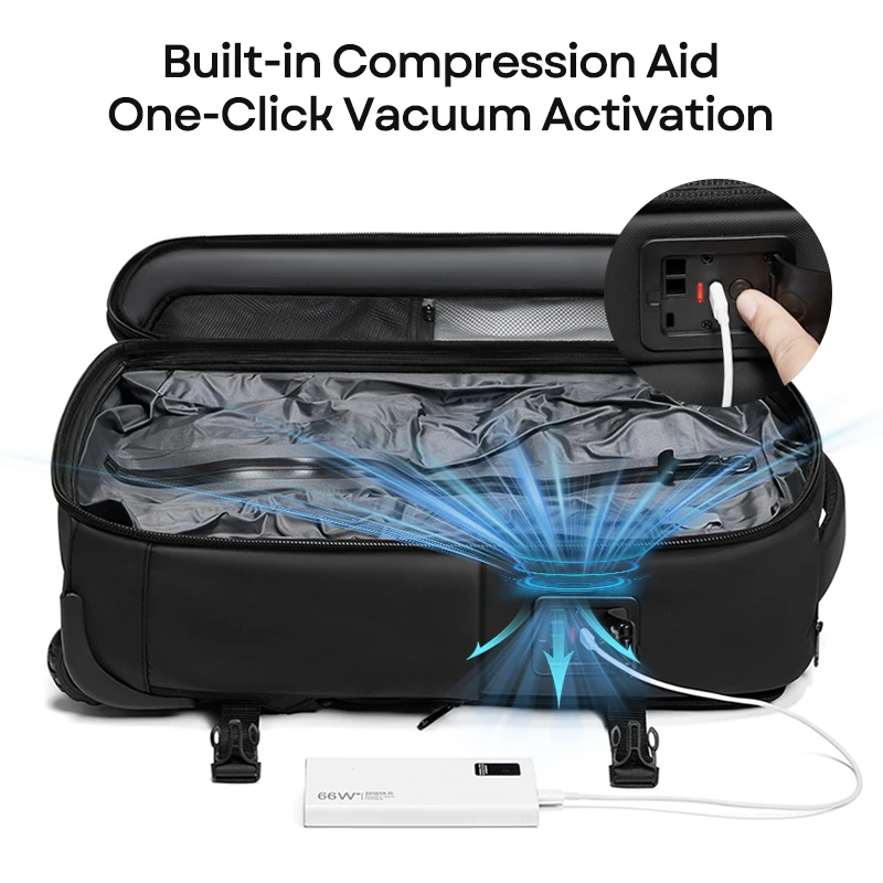 حقائب ظهر للأعمال مضغوطة بالفراغ لعربة السفر، حقيبة ظهر ذات سعة كبيرة على عجلات، حقائب أمتعة قابلة للطي #6