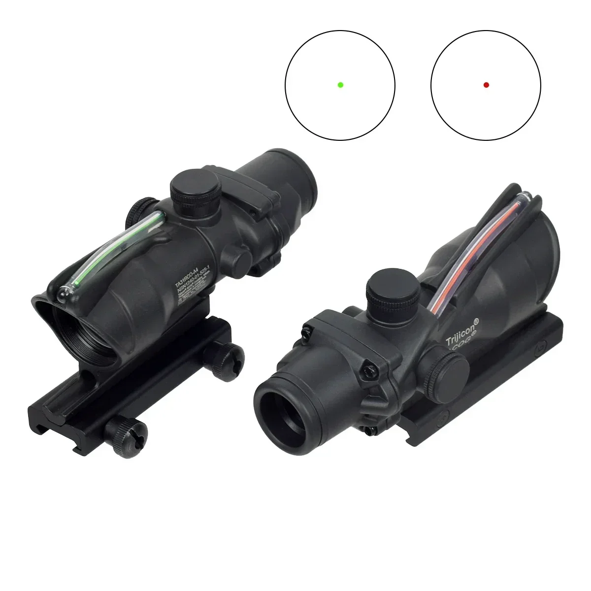 Taktisches Acog 4x32 1x32 Leucht punkt visier Echte Glasfaser beleuchtet grünes Punkt Zielfernrohr für 20mm Weber schiene für die Gewehr jagd