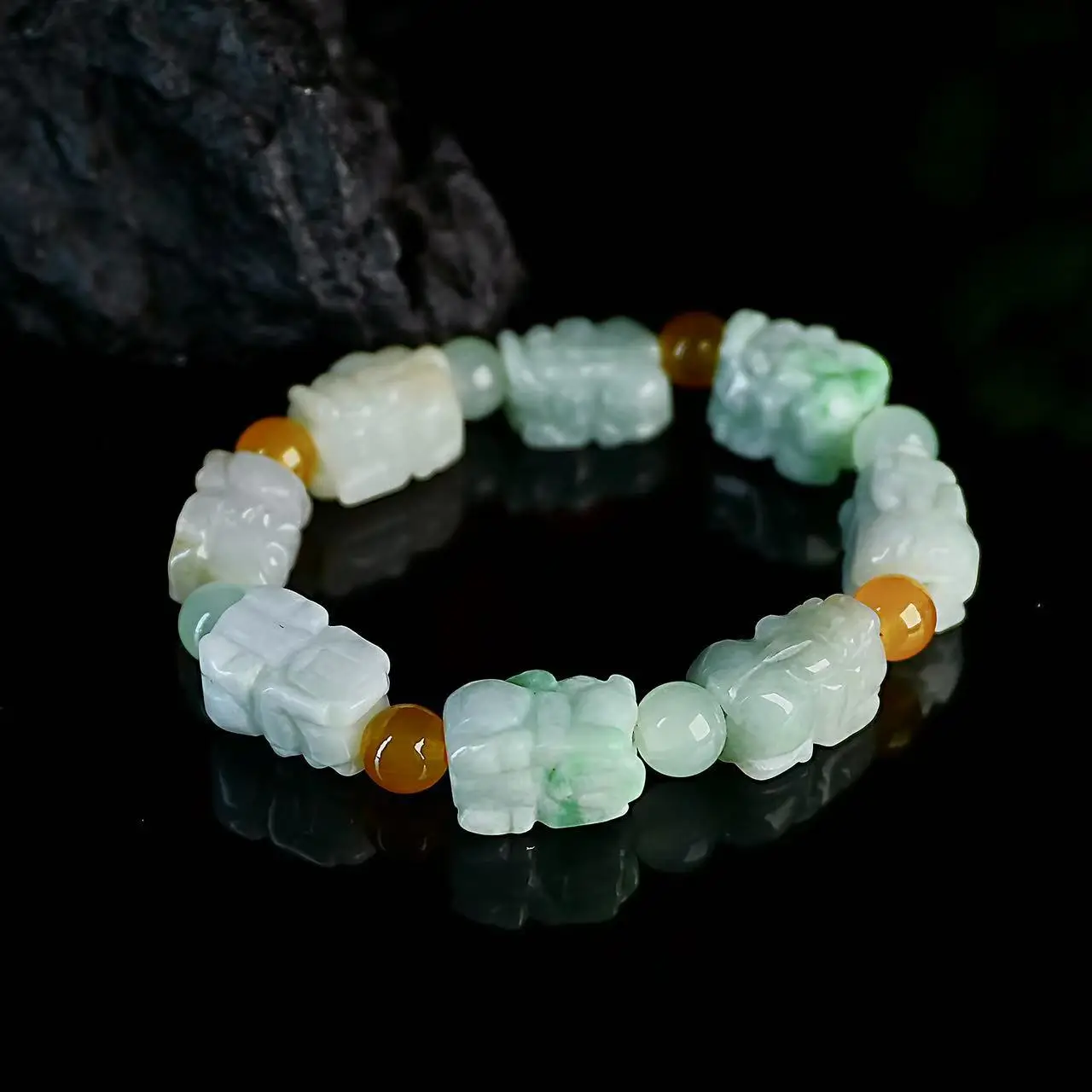Natural Myanmar A-grade Jadeite Tri-Colored Jade Bracelet Pixiu Design Wholesale Direct From Factory Jewelry Drop Shipping