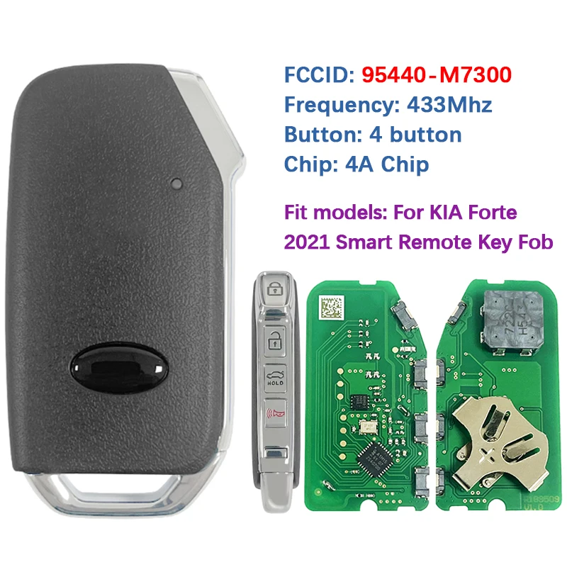 

CN051287 Aftermarket Smart Key Fob 4 Button Remote Control 4A Chip 433Mhz FCC 95440-M7300 For Kia Forte 2022