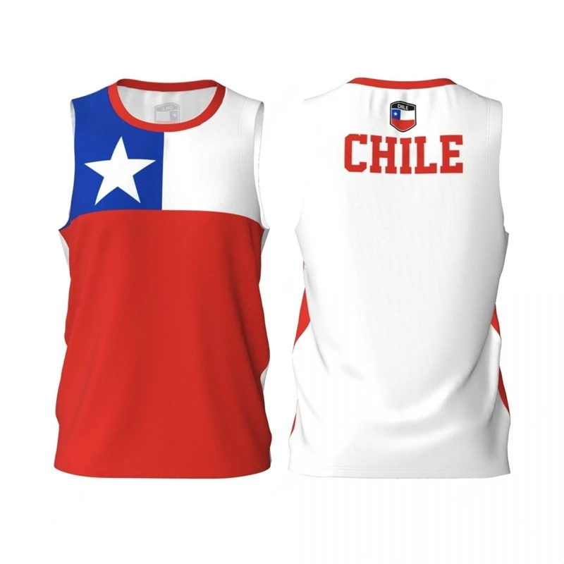 Chile Flag Basketball Tank Tops Summer Fashion National Emblem 3D Printed Sleeveless T Shirts Loose Quick Dry Sports Vest Tees