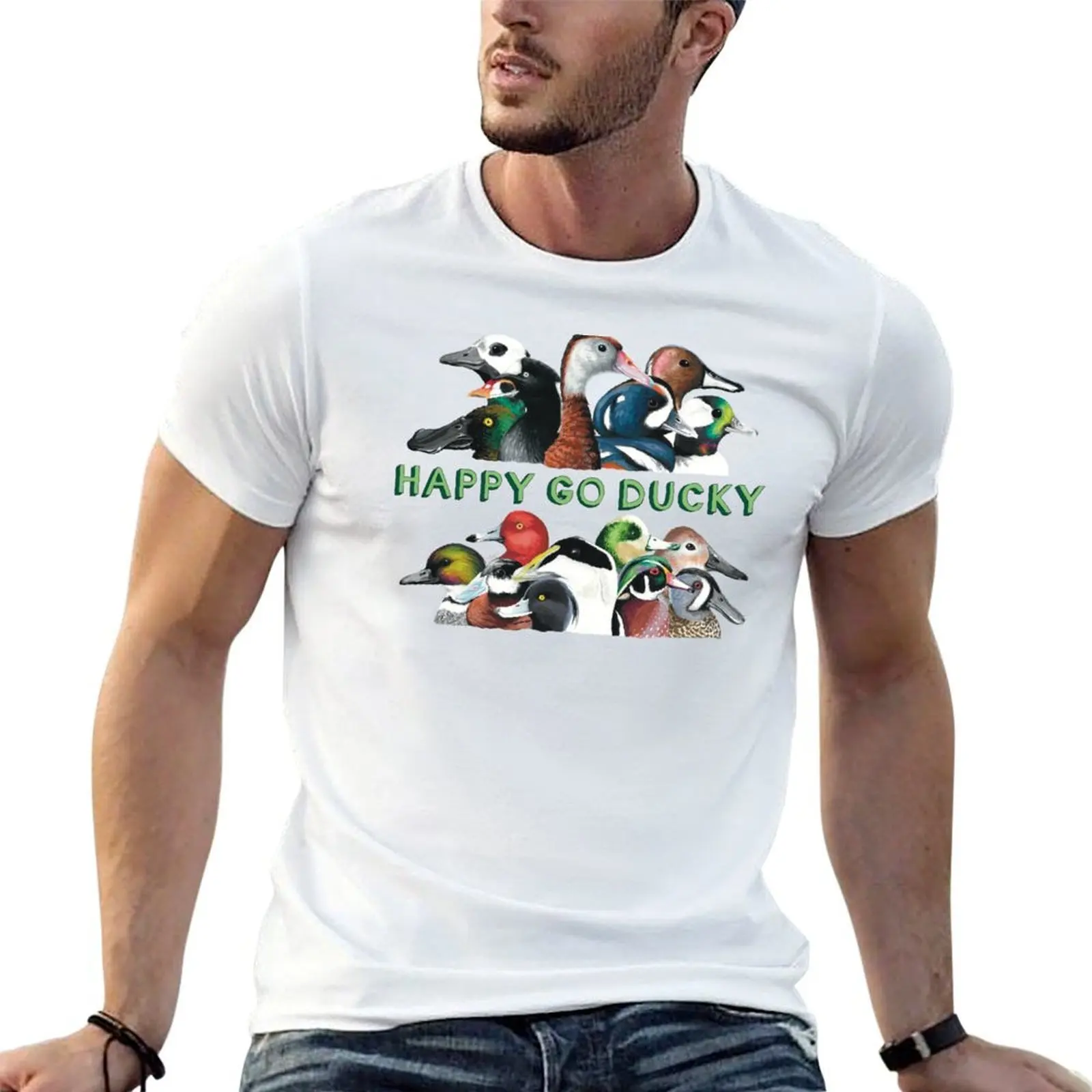 

Happy Go Ducks T-Shirt t shirts for man slim fit t shirt for man 100 percent cotton T-Shirt