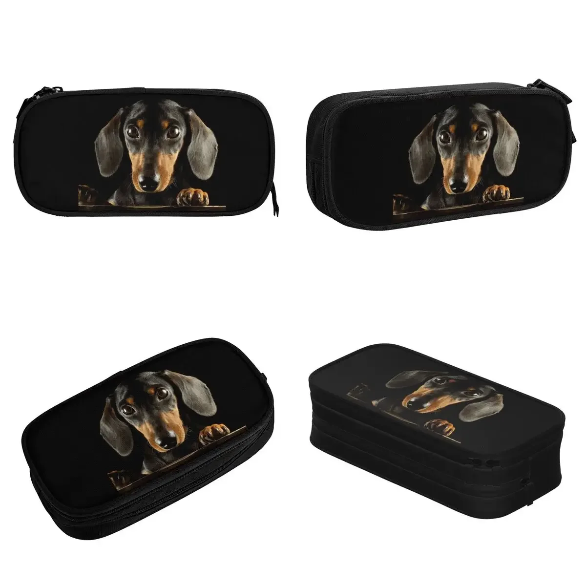 Dachshund Dog Photo Portrait Pencil Cases Pets Animal Pencilcases Pen Box Big Capacity Bag School Supplies Gifts Stationery