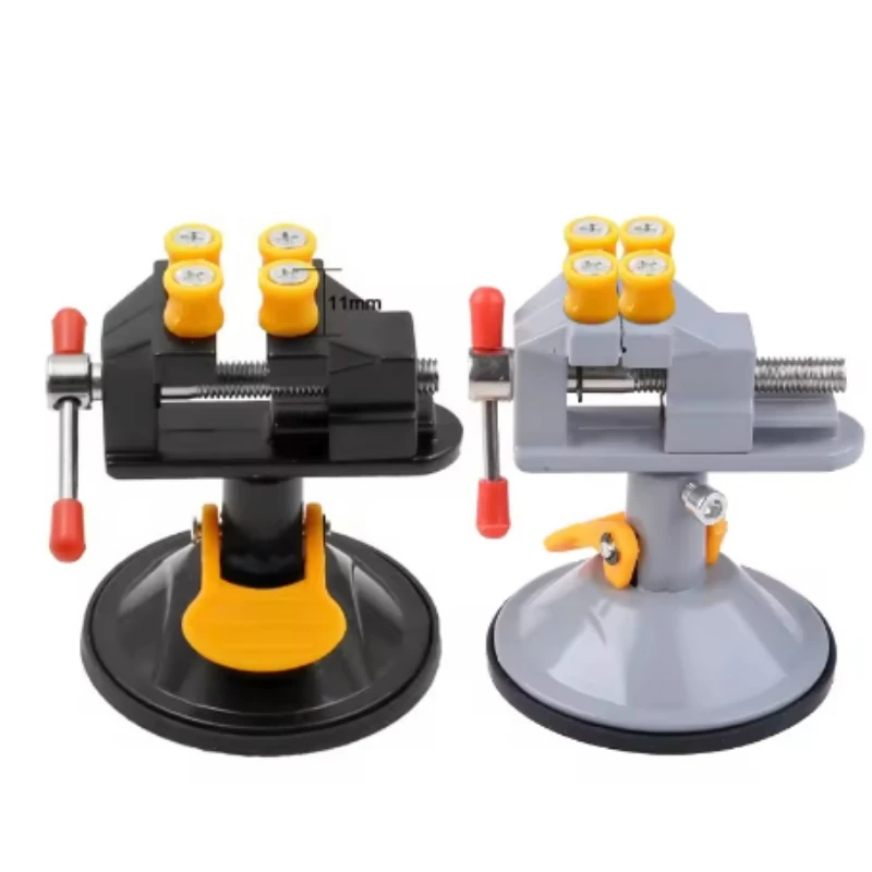 360 Rotating Suction Cup Mini Aluminum Bench Vise, Portable Jewelers Clamp Tool for Drilling Cutting & Repair DIY Crafts
