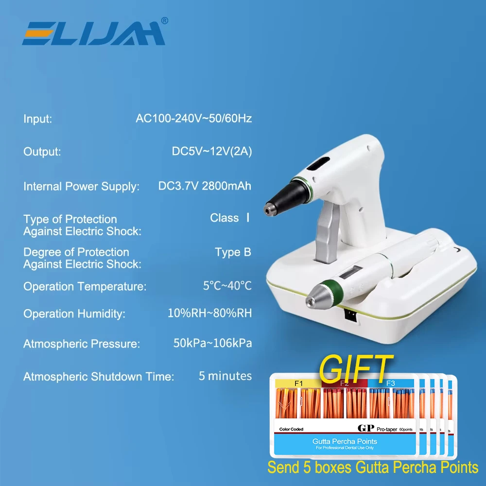 

ELIJAH Cordless Dental Endodontic Obturation System Hot Melt Root Canal Heated Gun Pen Dentist Fast-Fill Gutta Percha Tools