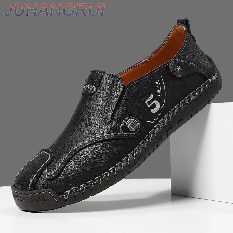 Genuine Leather Men's Casual Shoes Slip on Man Loafers Fashion Lightweight Walking Shoes Handmade Soft Driving Shoe Boat Shoe