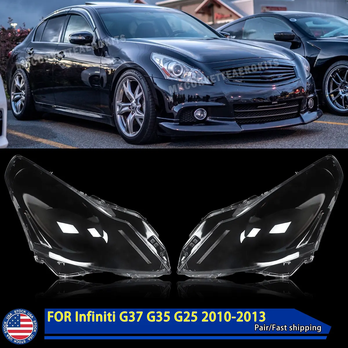 SAIQINGSP For Infiniti G Series G37 G35 G25 2008-2013 Headlamp Lens Cover Car Accessories Tools