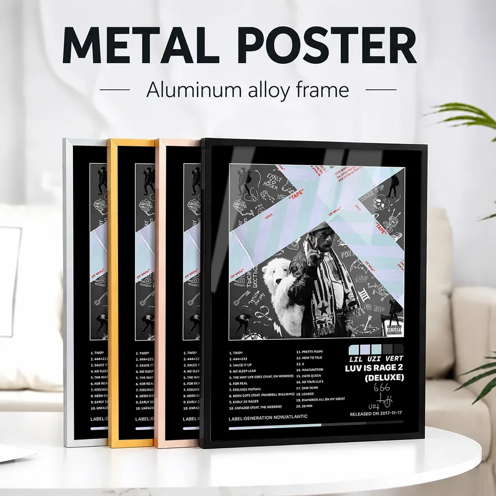 Lil Uzi Vert Luv Is Rage 2 Metal Poster With Aluminum Alloy Frame Personalized Photo Vibrant Pop Style Wall Art For Music Room