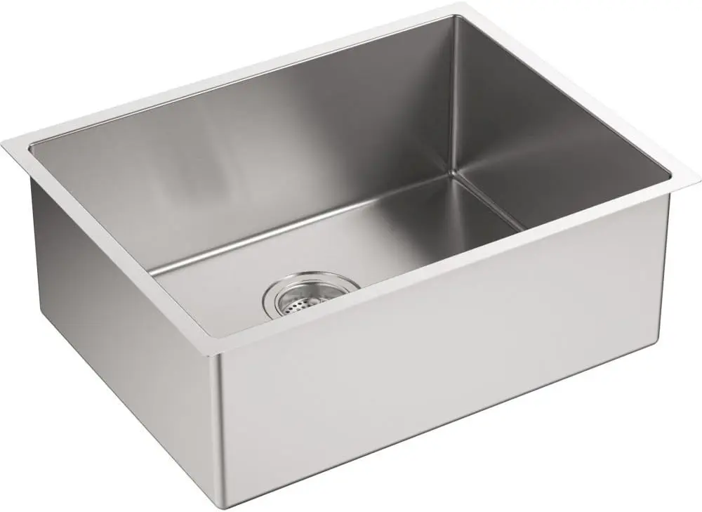 

K-5286-Na Strive 24 X 18-1/4 X 9-5/16-Inch Under-Mount Single Bowl Kitchen Sink With Basin -Rack, Stainless Steel, 1-Pack