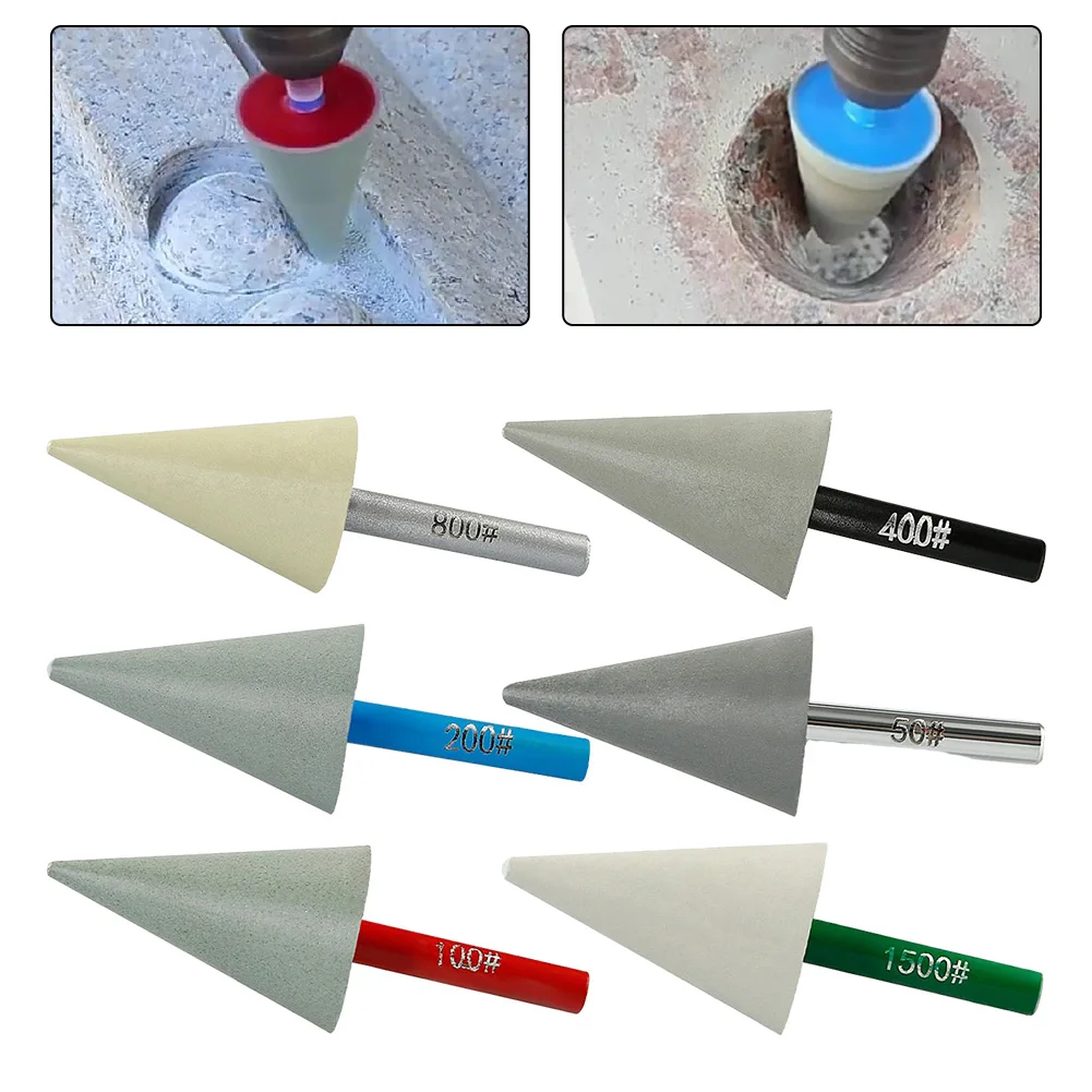 1pcs 6mm Shank Resin Diamond Conical Burr Grinding Head For Stone Jade Ceramic Glass Carving Rotary Polishing Tools 50-1500Grit