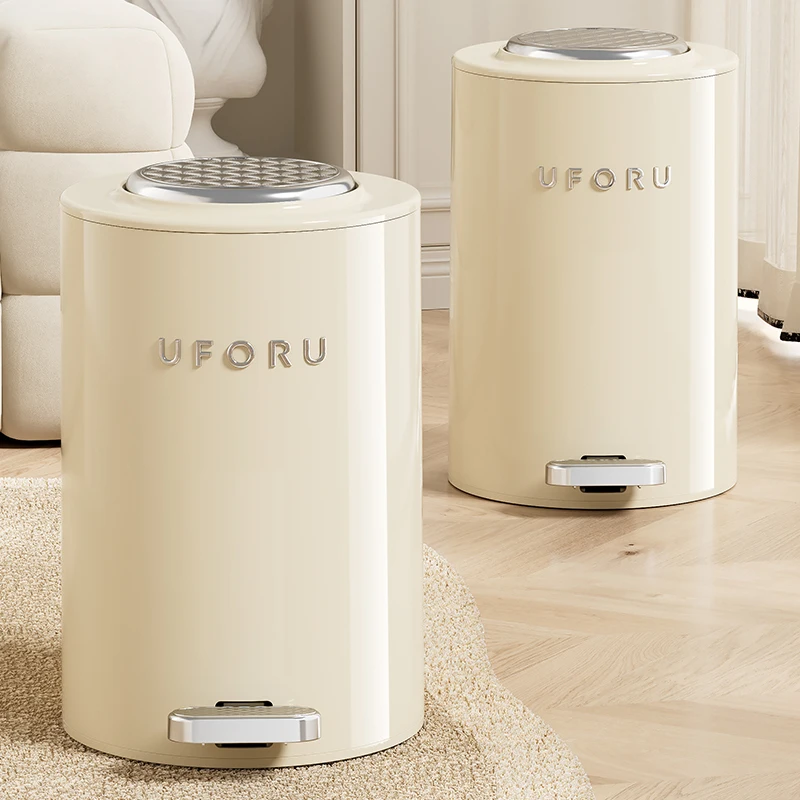 

UFORU Dustbin living room advanced sense bathroom large capacity multi-function seal pedal press shell cover dustbin